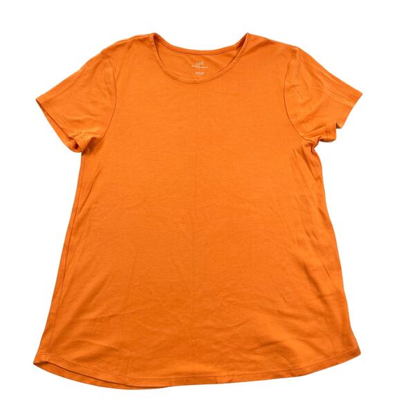 J Jill Top Womens Large Orange 100% Pima Cotton Crew-neck Shirttail Tee - Picture 13 of 14